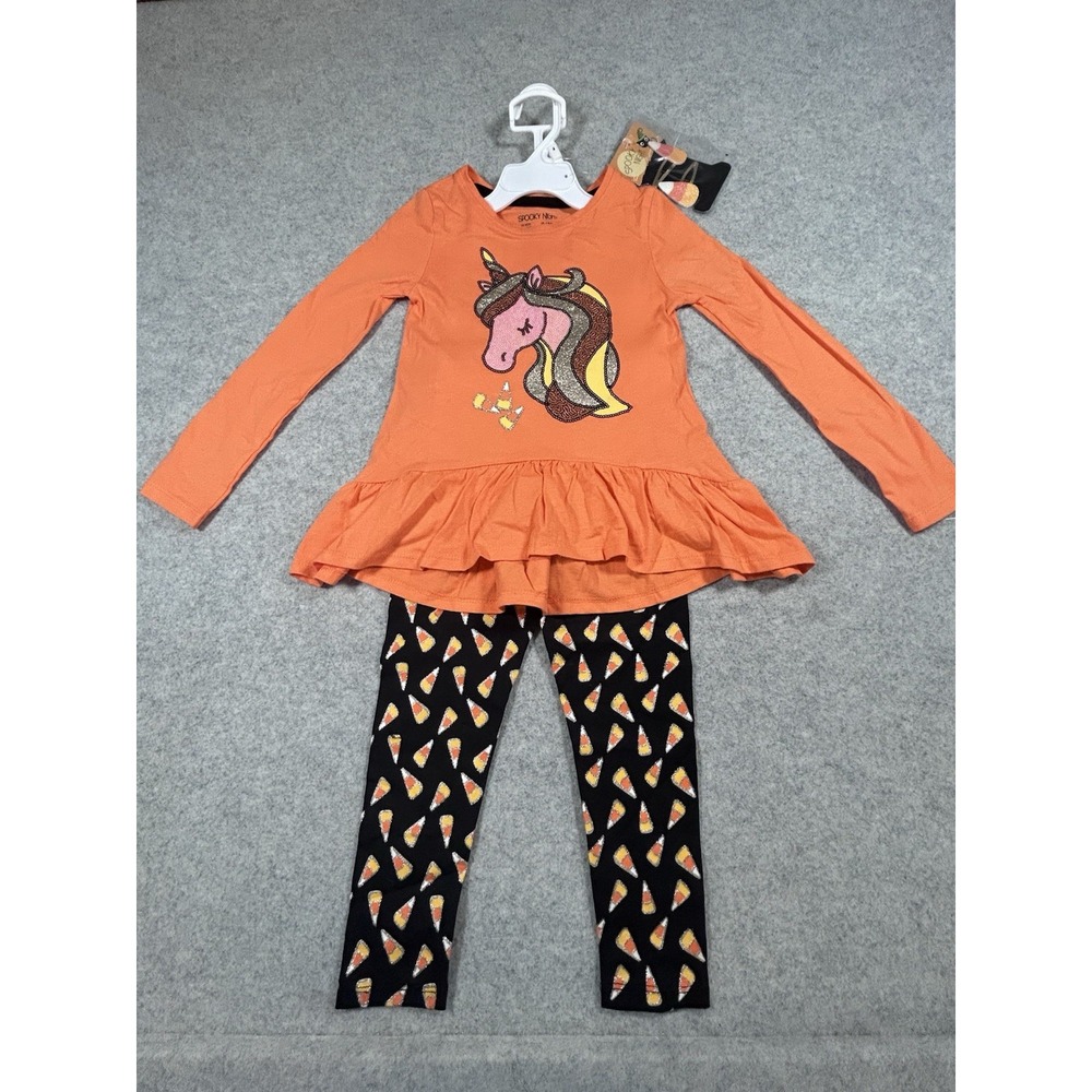 Spooky Night 3 Pc Set Halloween Glitter Unicorn Candy Corn Hair Clips Sz 4 NEW